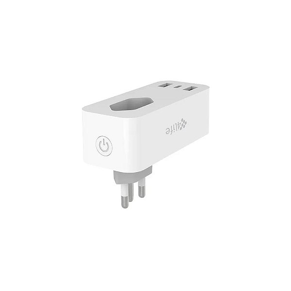 Adaptador para Tomada 4LIFE Wi-Fi Smart Plug Powerhub FLP10A3UBR - Wi-Fi - USB/USB-C - Bivolt - Branco