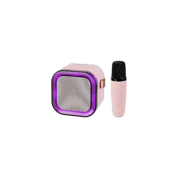 Caixa de Som Midi Pro MDP-005 - USB/Aux/SD - Bluetooth - 5W - com 2 Microfones - Rosa