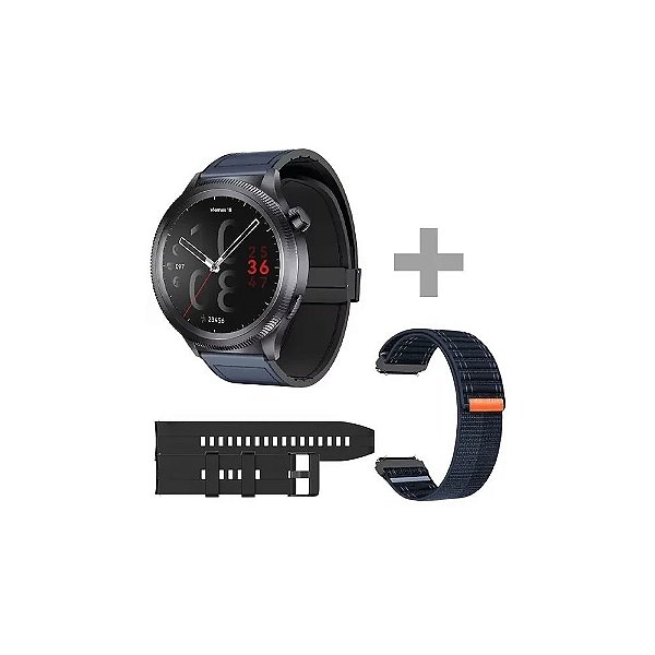 Relógio G-Tide R80 Pro com Bluetooth - Cinza/Azul + 2 Pulseiras