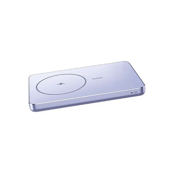 Carregador Portátil Sem Fio Xiaomi Super Slim Magnetic Power Bank 5000 WPB0507S 5.000 mAh Saída USB-C - Roxo