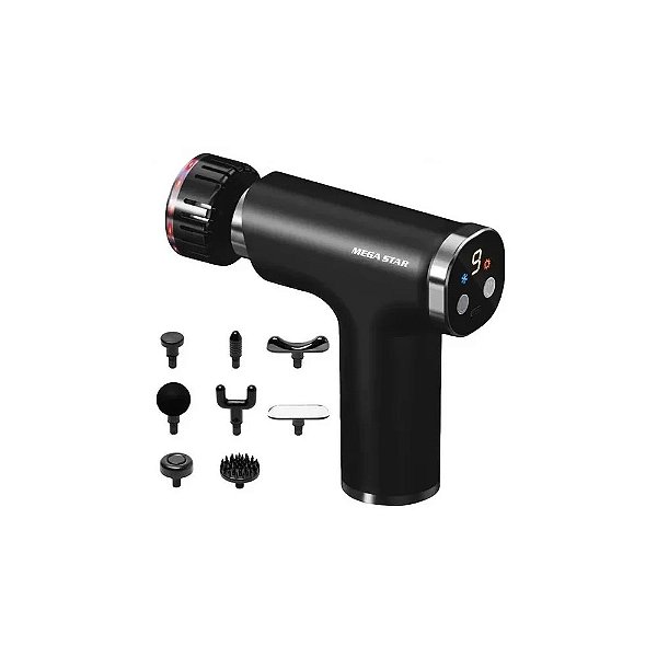 Massageador Muscular Megastar FMA14 com 9 Cabeças Recarregável - Preto