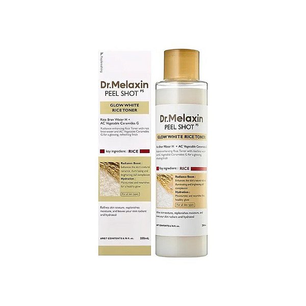 Tônico Facial DR.Melaxin Peel Shot Glow White Rice Toner de 200 ML