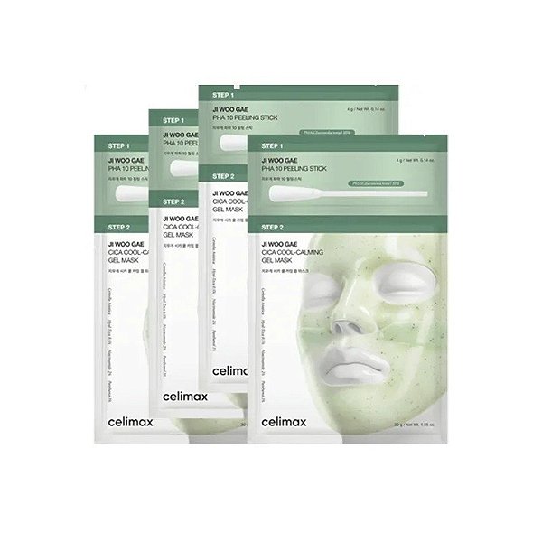 Máscara Facial Celimax Ji Woo Gae Cica Pha Peel - 4 Unidades