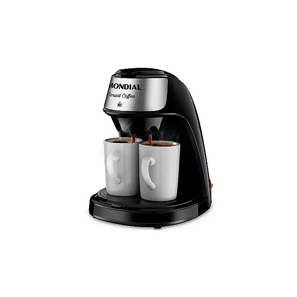 Cafeteira Mondial Smart Coffee C-42-2X-Bi 500 Watts 220V ~ 50/60 Hz com 2 Xícaras - Preta/Prata