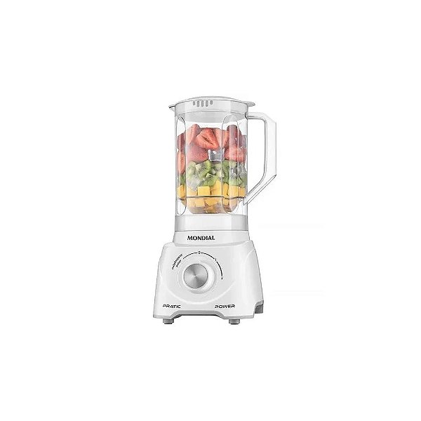 Liquidificador Mondial Turbo Pratic Power L-97-W 550 Watts 2.2 Litros 2 Velocidades + Pulsar 220V ~ 50/60 HZ - Branco/Cinza