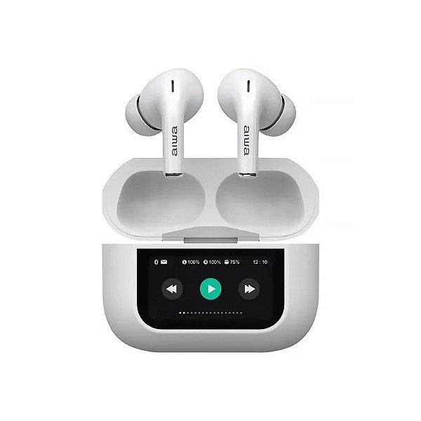 Fone de Ouvido Sem Fio Aiwa Awtwsgprow com Cancelamento de Ruído Ativo - Branco