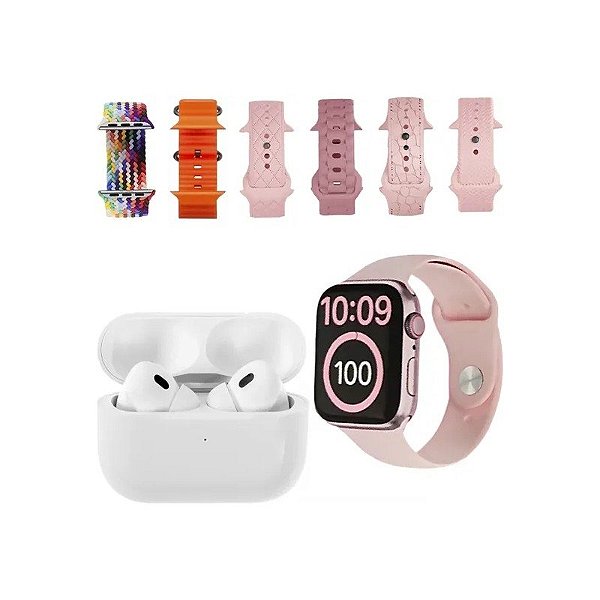 Kit Relógio K27-Combo Mini 41 MM com Bluetooth - Rosa