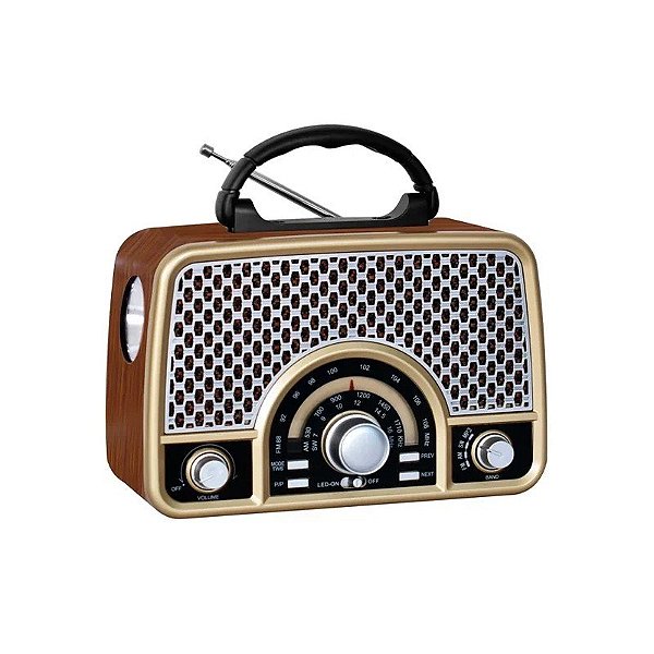Rádio Portátil Megastar RX2154BTG 600 Watts com Bluetooth Bivolt - Marrom/Dourado