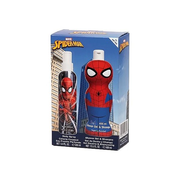 Colônia Spray Infantil Marvel Spiderman 200ml + Shampoo 2 em 1