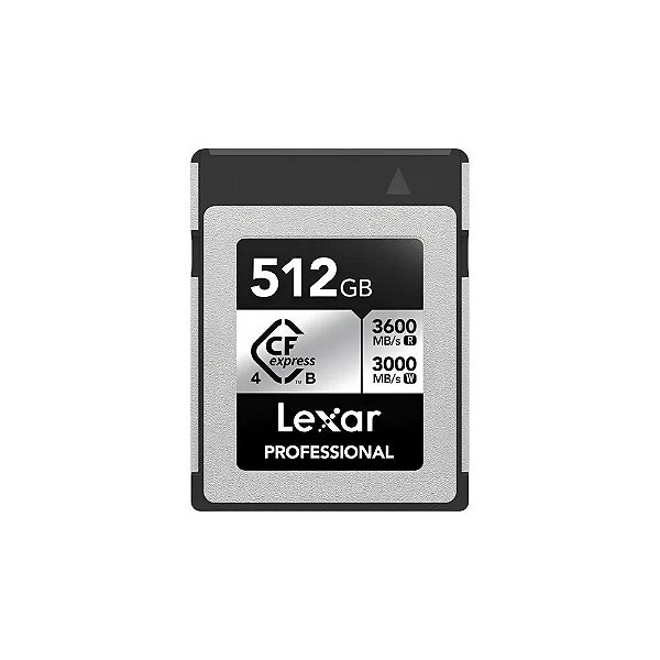 Cartão de Memória Cfexpress 4.0 Lexar Professional Silver Tipo B 3600-3000 MB/s 512 GB (LCXEXS4512G-Rneng)