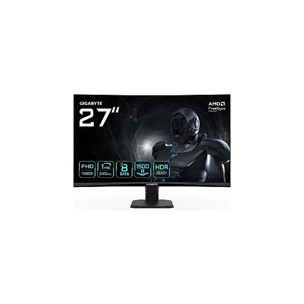 Monitor Gamer Curvo Gigabyte GS27FC2 VA 27 Polegadas Full HD 240 Hz / 1 Ms - Preto