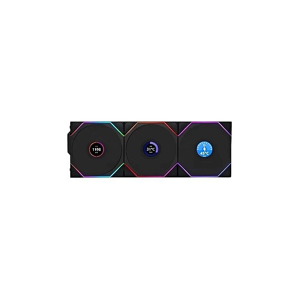 Kit Ventilador Lian Li Uni Fan TL Wireless LCD Reverso 120 MM PWM - Preto