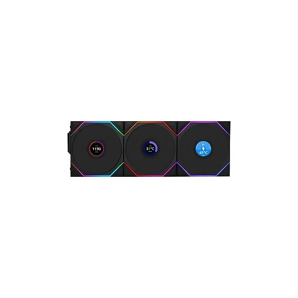 Kit de Ventilador Lian Li Uni Fan TL Wireless LCD 120 MM PWM - Preto