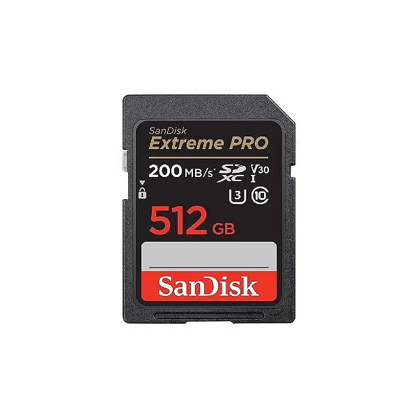 Cartão de Memória SD Sandisk Extreme Pro 200-140 MB/s C10 U3 V30 512 GB (SDSDXXD-512G-GN4IN)