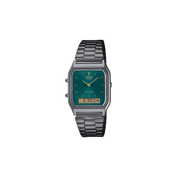 Relógio Casio Vintage AQ-230EGG-3ADF Analógico/Digital Unissex - Cinza/Verde