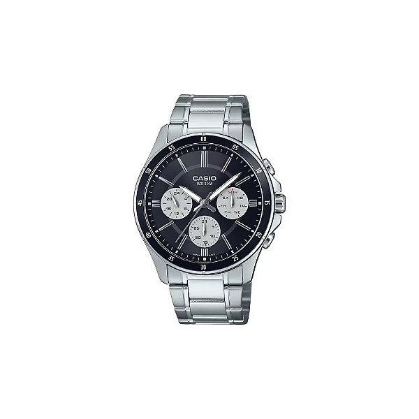 Relógio Casio MTP-1374D-1A3VDF Analógico Masculino - Prata/Preto
