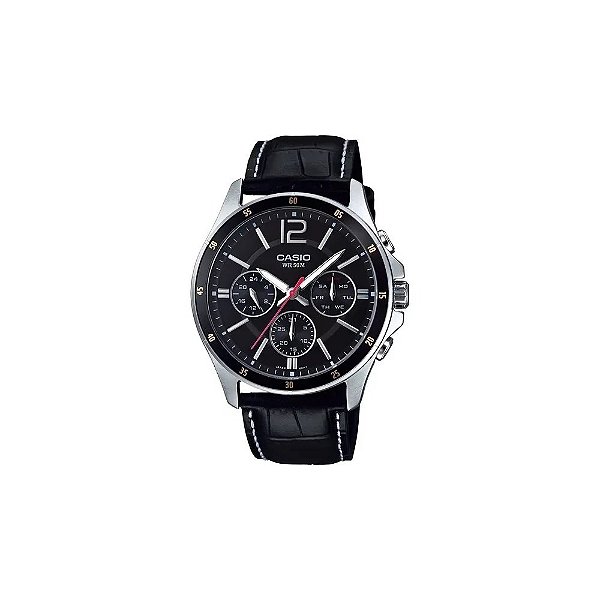 Relógio Casio MTP-1374L-1AVDF Analógico Masculino - Preto/Prata/Preto
