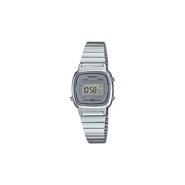 Relógio Casio LA670WA-7DF Digital Feminino - Prata/Prata