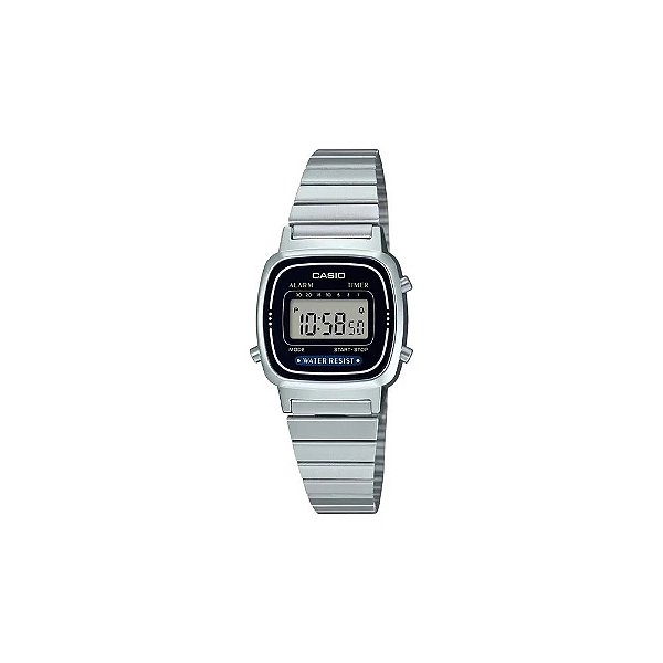 Relógio Casio LA670WA-1DF Digital Feminino Prata/Preto