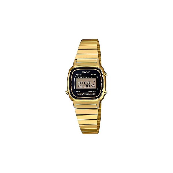 Relógio Casio LA670WGA-1DF Digital Feminino - Dourado/Preto