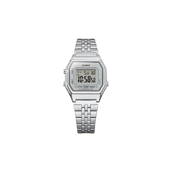 Relógio Casio Vintage LA680WA-7DF Digital Unissex - Prata/Prata
