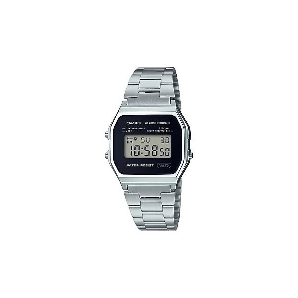 Relógio Casio A158WEA-1DF Digital Unissex - Prata/Preto