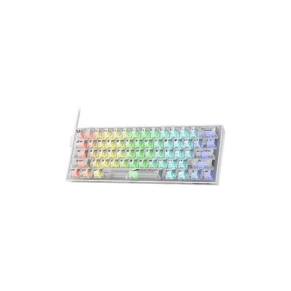 Teclado Gamer Redragon K617CT 60% RGB Sem Fio Transparente