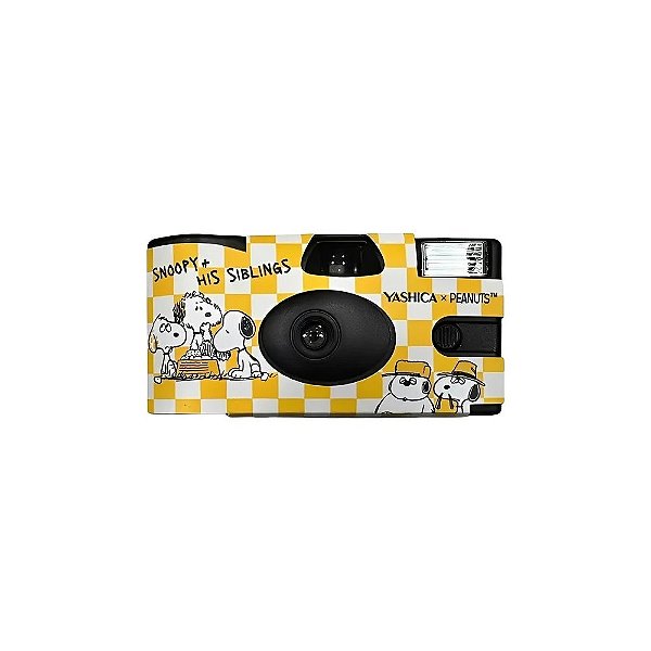 Câmera Yashica X Peanuts Filme Descartável de Uso Único Yellow Snoopy e Seus Irmãos