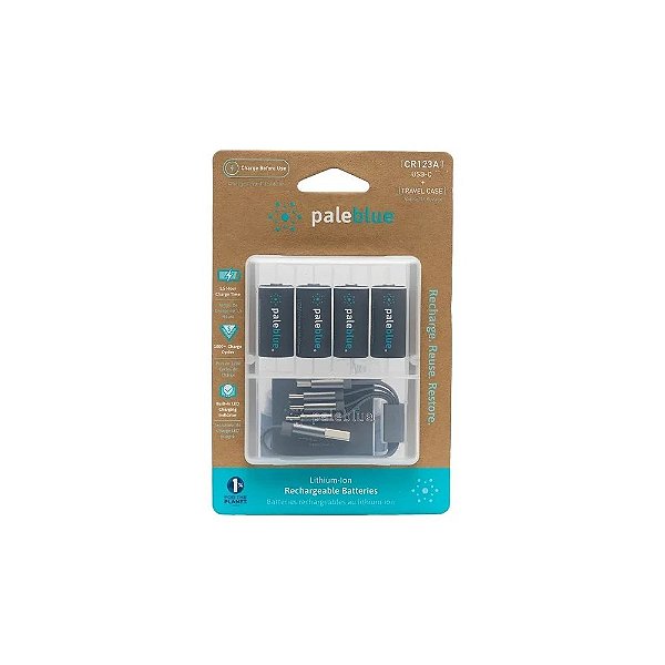 Bateria Recarregável Paleblue CR123A 860 Mah USB-C - 4 Unidades