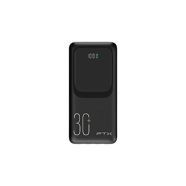 Carregador Portátil FTX PB-30LCD-BK 30.000 Mah 22,5 W com Cabo USB-C - Preto