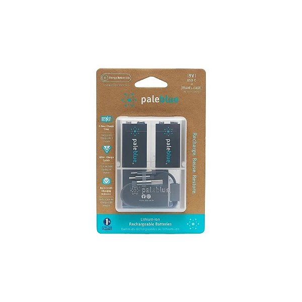 Bateria Recarregável Paleblue 9V 500 Mah USB-C - 2 Unidades