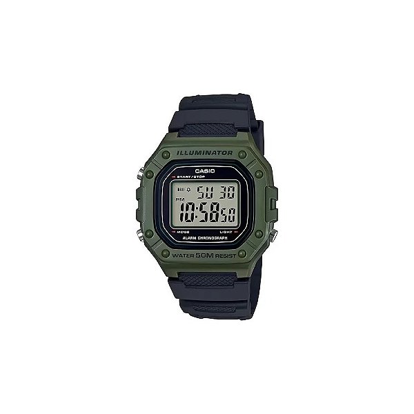 Relógio Casio Illuminator W-218H-3AVDF Digital Masculino - Preto/Verde