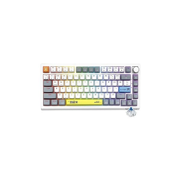 Teclado Gamer Mecânico Onikuma G52 75% RGB USB Switch Azul - Branco