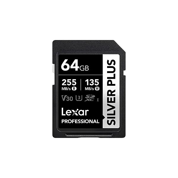 Cartão de Memória SD Lexar Professional Silver Plus 255-135 MB/s C10 U3 V30 64 GB - (LSDSIPL064G-BNNNG)