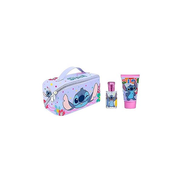 Kit Perfume Infantil Disney Stitch Edt 50ml + Gel de Banho 100ml + Estojo - Feminino 3 Peças