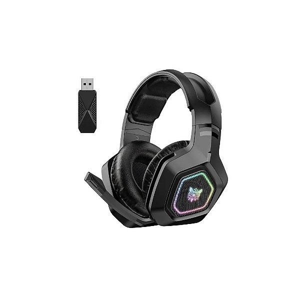 Fone de Ouvido Gamer Onikuma Gaming B100 RGB Sem Fio - Preto