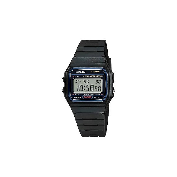 Relógio Casio F-91W-1DG Masculino - Preto/Azul
