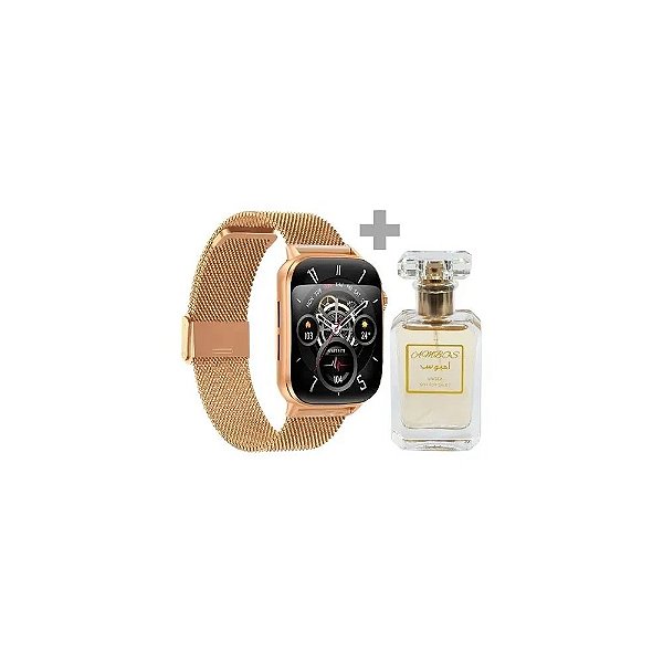 Relógio Inteligente Gtide S6 Pro Dourado + Perfume Zohoor