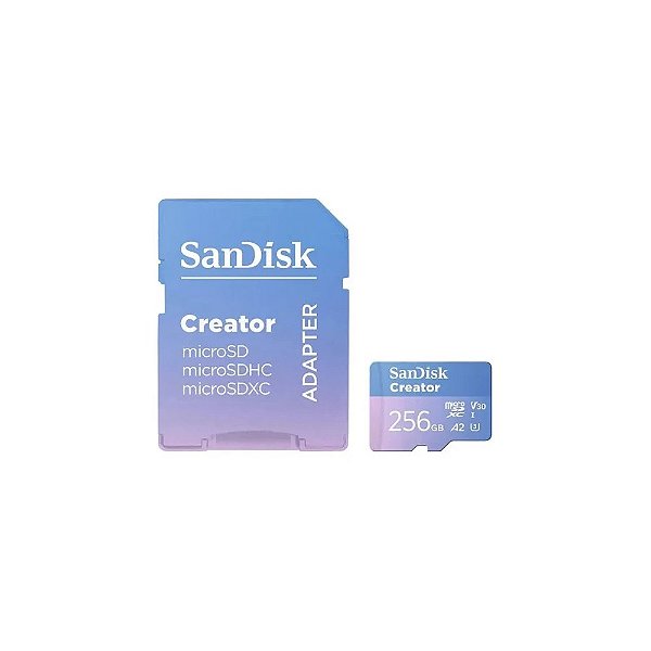 Cartão de Memória Micro SD Sandisk Creator 256GB 190MBS - SDSQXAV-256G-GN6MS