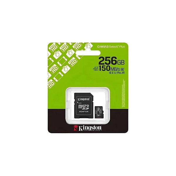 Cartão de Memória Micro SD Kingston Canvas Select Plus 256GB 100MBS - SDCS3/256GB