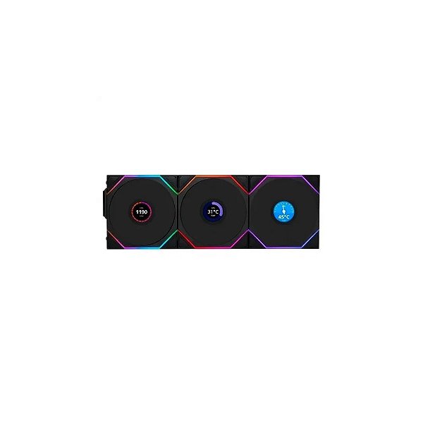 Cooler Fan Lian Li Uni Fan TL Wireless LCD 120 X3 Preto/Argb/3FAN -12TLLCD1W3B