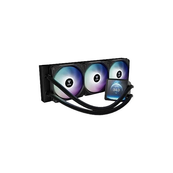 Cooler de Água Gamdias Aura GL360 LCD IPS 4" ARGB *G 360MM Preto