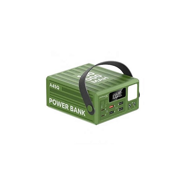 Carregador portátil Konfulon A45Q 100.000mAh Verde PD20W 22,5W - Power Bank