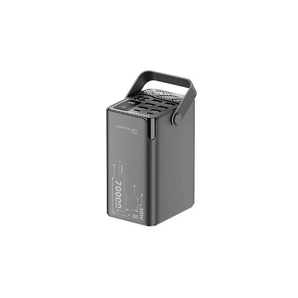 Carregador Portátil Konfulon A66Q 70000MAH PD 30W BLK Preto Power Bank