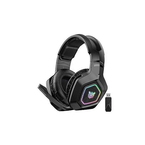 Fone Onikuma com Microfone B100 Wireless RGB BT/2.4G Preto com Fio