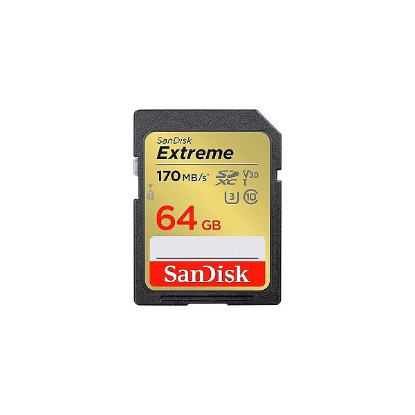Cartão SD 64GB Sandisk Extreme U3 4K 170MB/s SDSDXV2-064G-GN Cinza