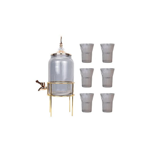Jarra de Suco de Vidro Decorativa 2250ML - Cinza