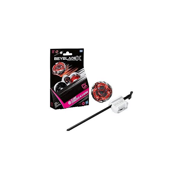 Lançador Beyblade X Flame Cerberus de Piões Autênticos