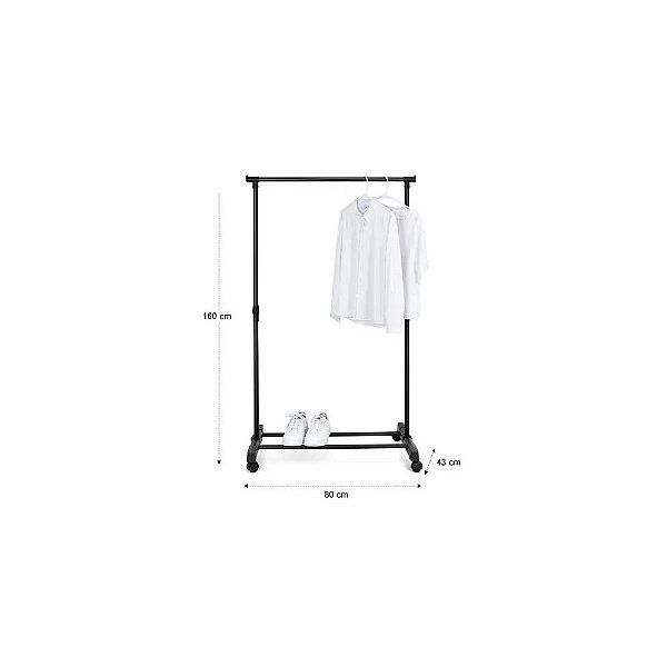 Cabideiro Sapateira Danny Home de Metal Preto 48x160cm