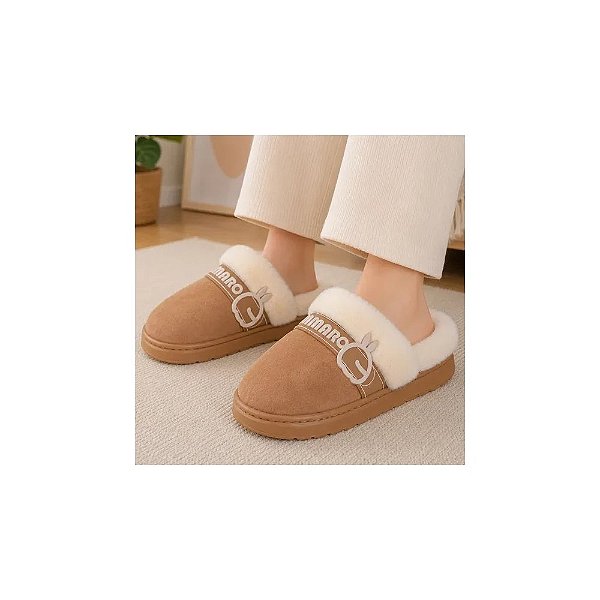 Pantufa Mashi Maro Feminina Peluda Marrom 36 a 41